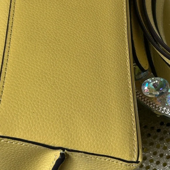 Coach Yellow Leather Tote with Charm and Gold Logo Approx. 13 x 8 x 3.5 - Picture 10 of 16